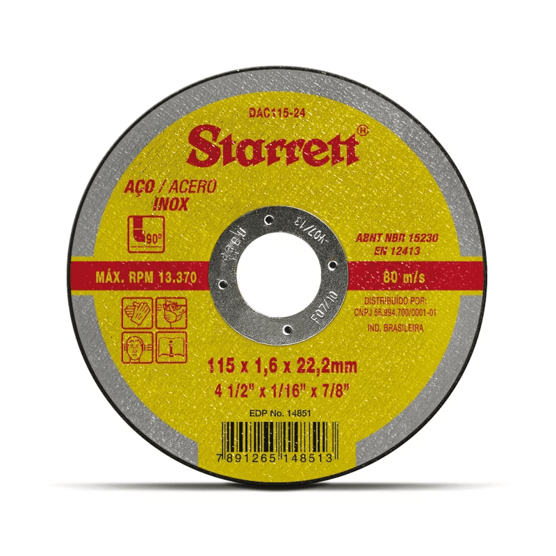 DISCO DE CORTE   4.1/2"x1.6MM"x7/8" STARRET