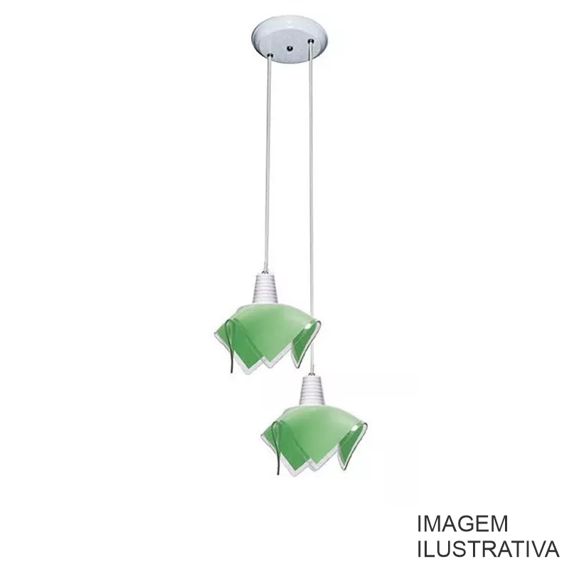 LUSTRE PEND.BCO LENÇO VIDRO VERDE 017/1G