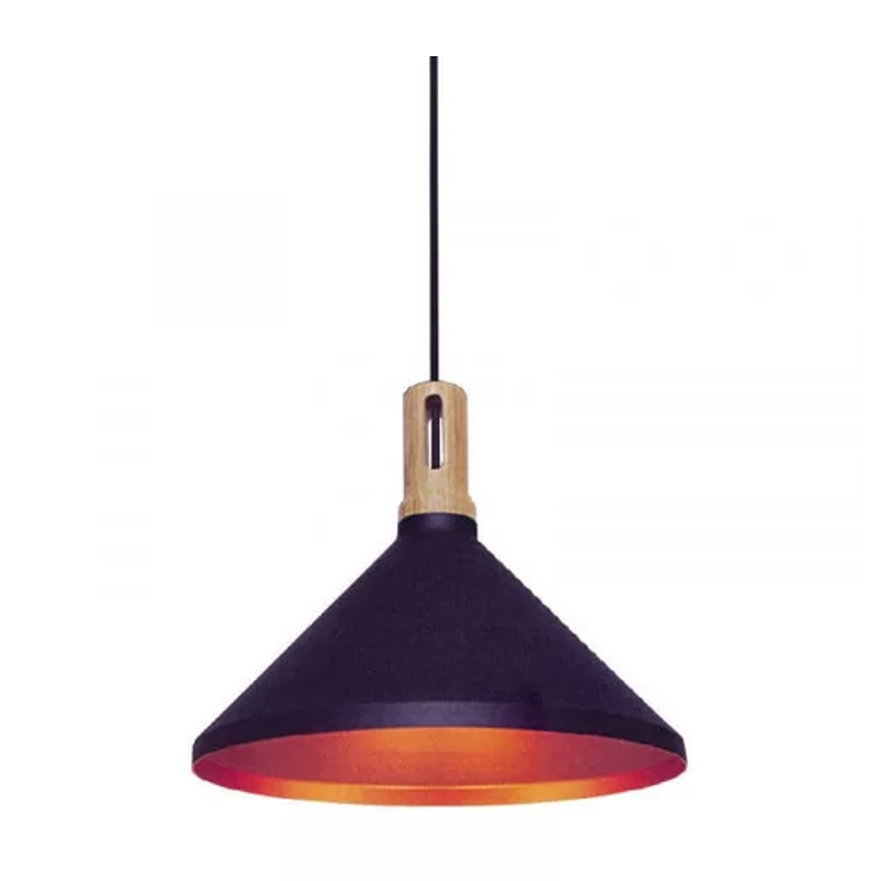 LUSTRE PEND. MADEIRA PRETO/DOURADO 953