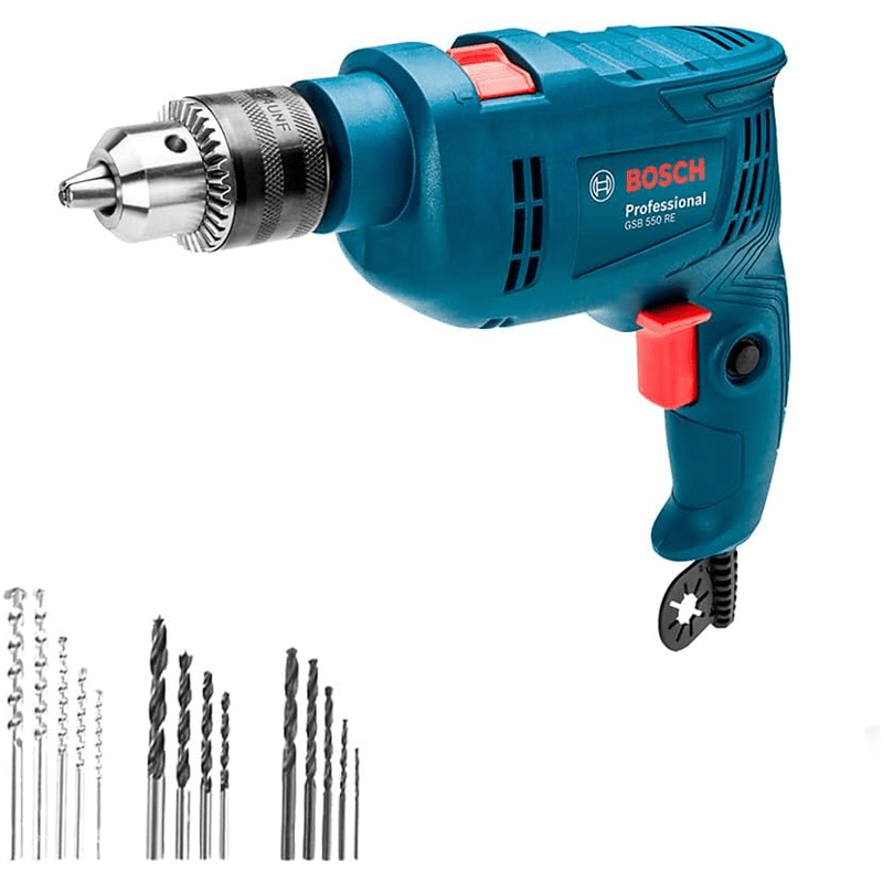 FURADEIRA BOSCH 127V GSB 550W RE + 14 BROCAS